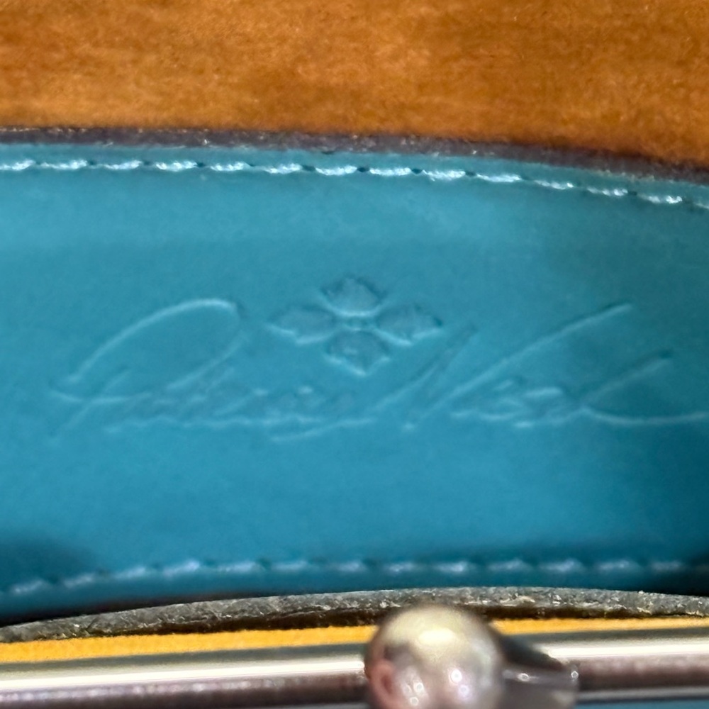 Patricia Nash Blue Leather Clutch Wristlet - Picture 3 of 6